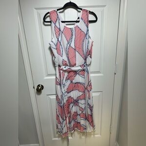 INC International Concepts Red and White Midi Dress